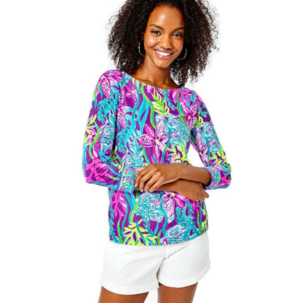 🌴 NWT Lilly Pulitzer Everlynn UPF 50+ Top in Party All the Tide